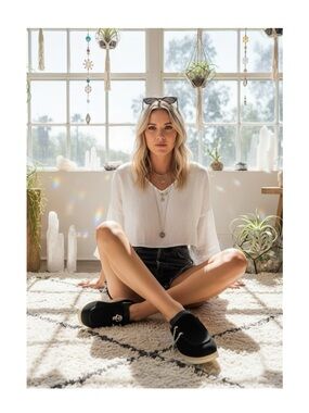 P448 𖤐 Bubble Genuine Shearling Slip On Creeper Sneakers 𖤐 Black 𖤐 37 6.5M 7M